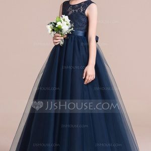 Navy Tulle Flower Girl Formal Dress